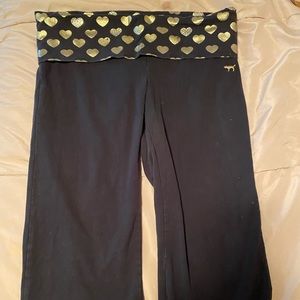 Pink yoga pants with gold bling